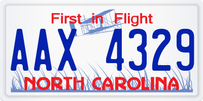 NC license plate AAX4329