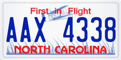 NC license plate AAX4338