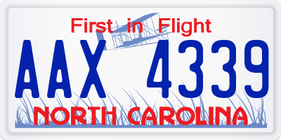 NC license plate AAX4339