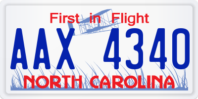 NC license plate AAX4340