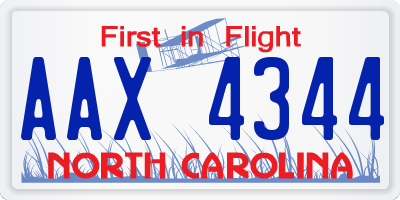 NC license plate AAX4344
