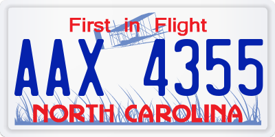 NC license plate AAX4355
