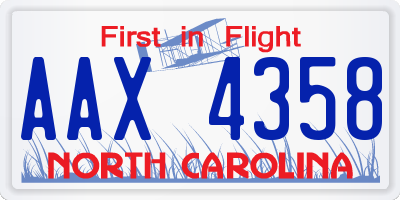 NC license plate AAX4358
