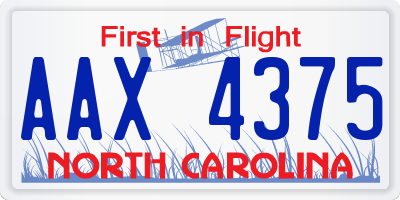 NC license plate AAX4375
