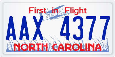 NC license plate AAX4377