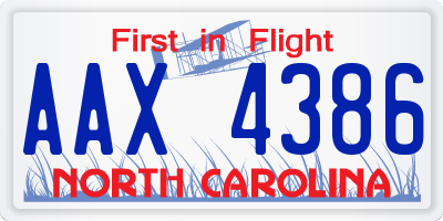 NC license plate AAX4386