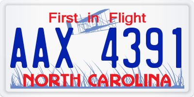 NC license plate AAX4391