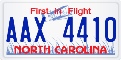NC license plate AAX4410