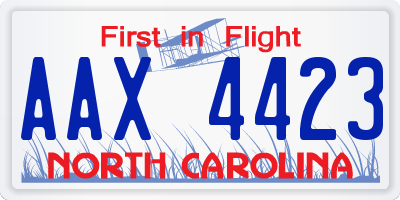 NC license plate AAX4423