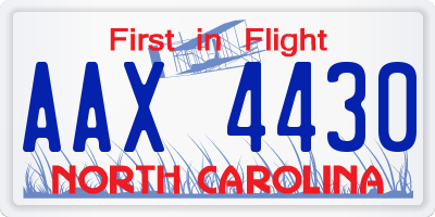 NC license plate AAX4430