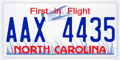 NC license plate AAX4435