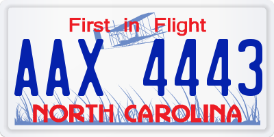 NC license plate AAX4443