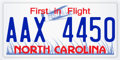 NC license plate AAX4450