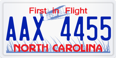 NC license plate AAX4455