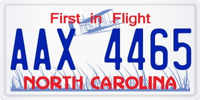 NC license plate AAX4465