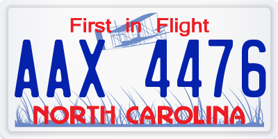 NC license plate AAX4476