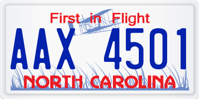 NC license plate AAX4501