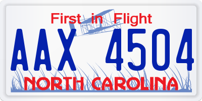 NC license plate AAX4504