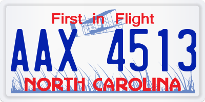 NC license plate AAX4513