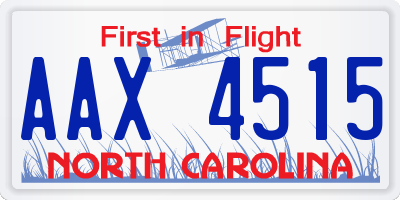 NC license plate AAX4515
