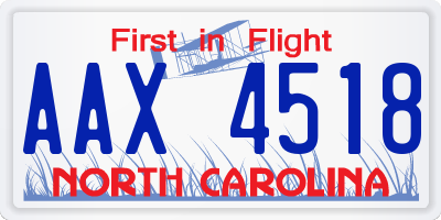 NC license plate AAX4518