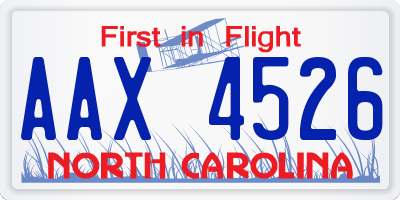 NC license plate AAX4526
