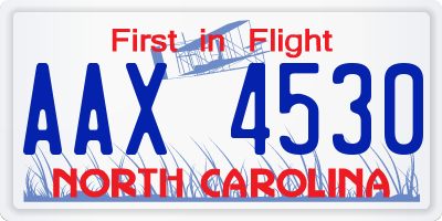 NC license plate AAX4530