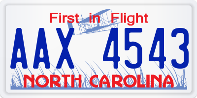 NC license plate AAX4543