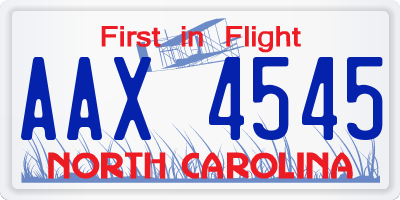 NC license plate AAX4545