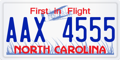 NC license plate AAX4555