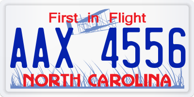 NC license plate AAX4556