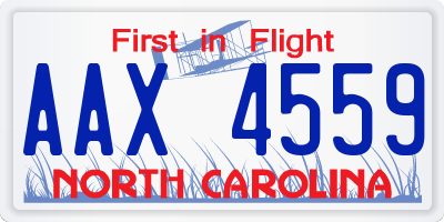 NC license plate AAX4559