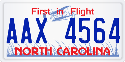 NC license plate AAX4564