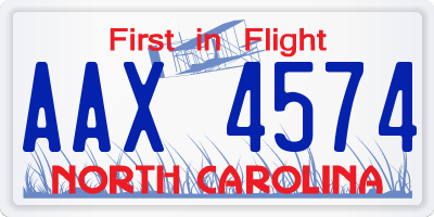 NC license plate AAX4574