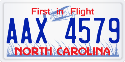 NC license plate AAX4579