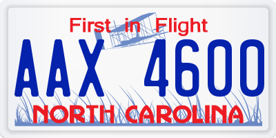 NC license plate AAX4600
