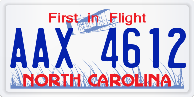 NC license plate AAX4612