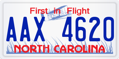 NC license plate AAX4620