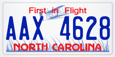 NC license plate AAX4628
