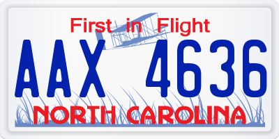NC license plate AAX4636