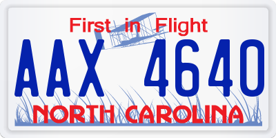 NC license plate AAX4640