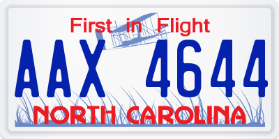 NC license plate AAX4644