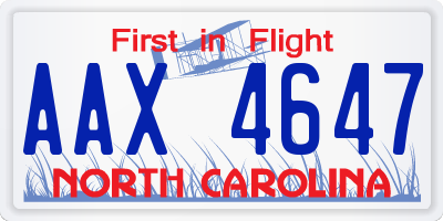 NC license plate AAX4647