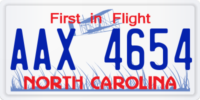 NC license plate AAX4654