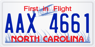 NC license plate AAX4661