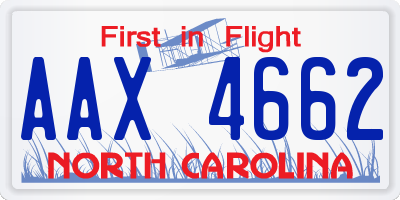 NC license plate AAX4662