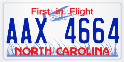 NC license plate AAX4664