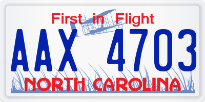 NC license plate AAX4703