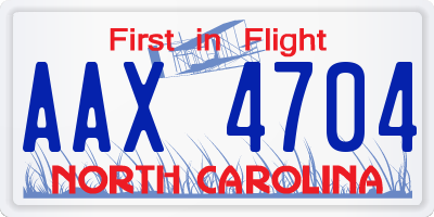 NC license plate AAX4704
