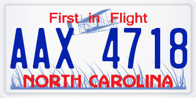 NC license plate AAX4718
